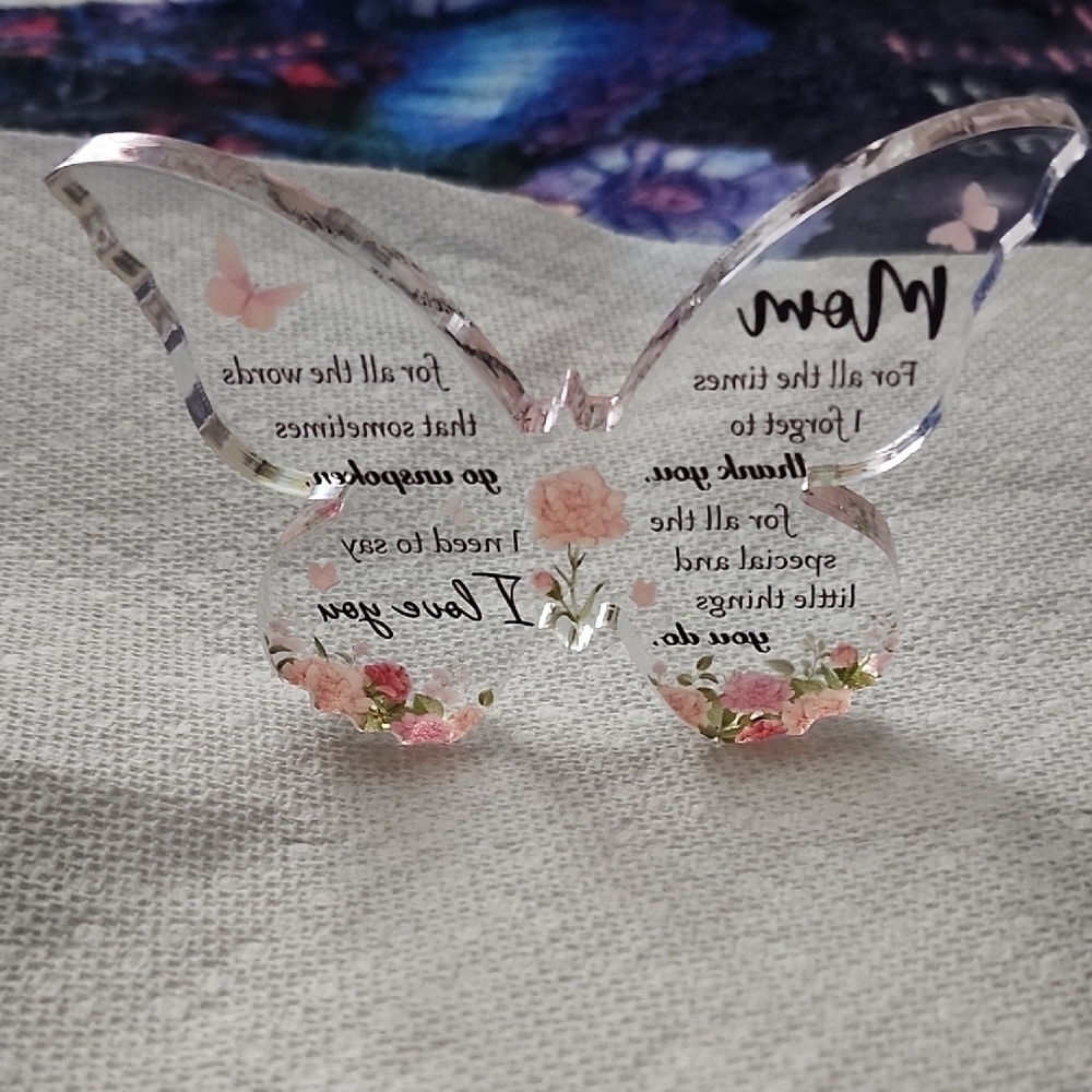 Glass Butterfly with Floral Design